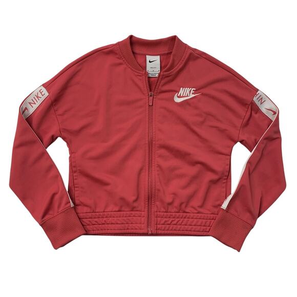 Nike Track Jacket Girls Youth M Medium Pink Full Zip Long Sleeve Sportswear - Picture 1 of 15